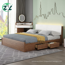 Wooden Bed MDF Drawers Solid Wood Frame Bed